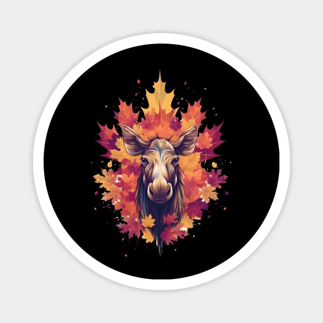 Moose with Maple leafs Canada Magnet by logiamerch